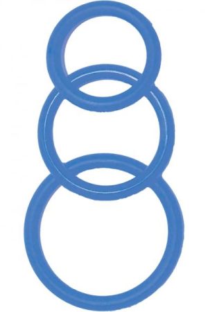 Super Silicone Cockrings - 3 Sizes - Blue