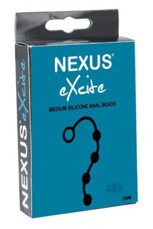 Excite Medium Silicone Anal Beads Black