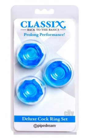 Classix Deluxe Cock Ring Set Blue 3 Pack