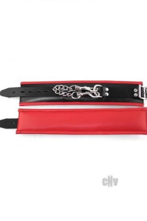 Rouge Padded Ankle Cuffs Black Red