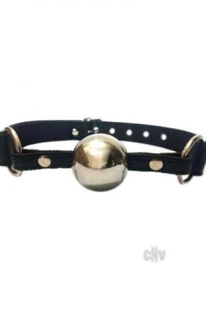 Rouge Black Leather Ball Gag with Silver Ball