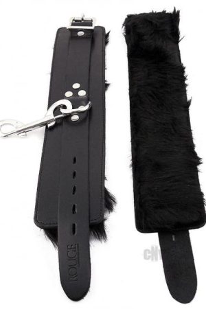 Rouge Fur Wrist Cuffs Black