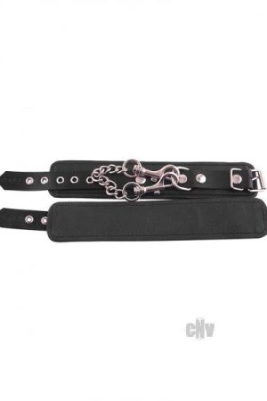 Rouge Plain Leather Wrist Cuffs Black