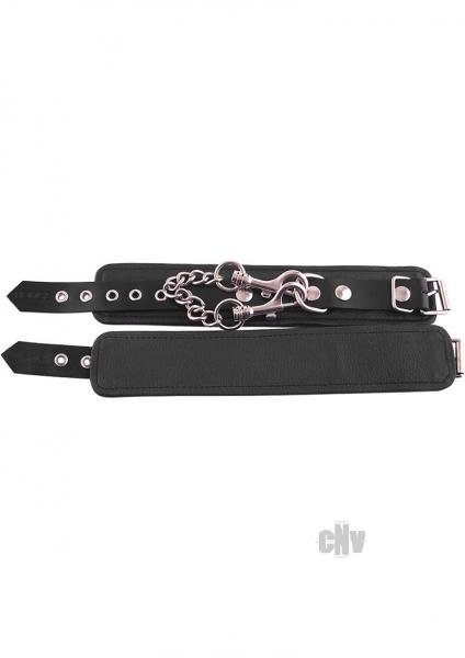Rouge Plain Leather Wrist Cuffs Black