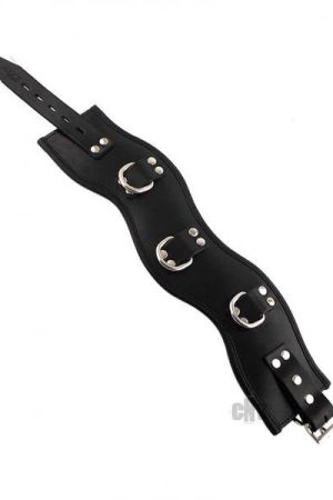 Rouge Leather Posture Collar 3 Ring Black