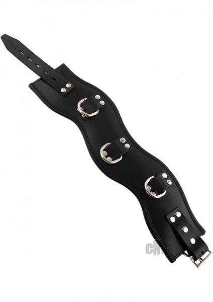 Rouge Leather Posture Collar 3 Ring Black
