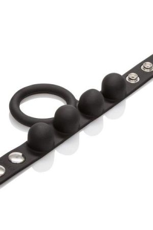 Large Weighted C Ring Ball Stretcher Silicone Black