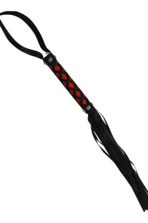 Tantric Satin Ties Pleasure Whip Black with Red