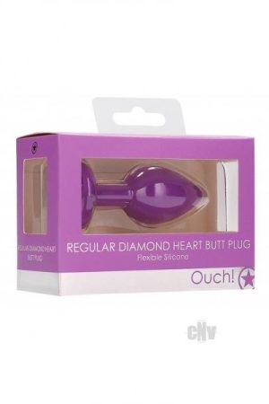 Ouch Diamond Heart Butt Plug Reg Purple