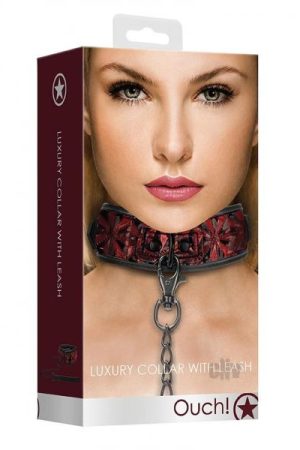 Ouch Luxury Collar W/leash Burgundy