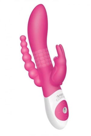 The Beaded DP Rabbit Vibrator Hot Pink