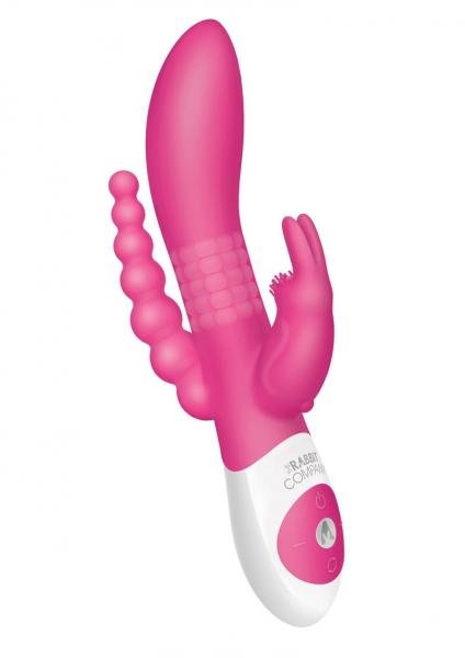 The Beaded DP Rabbit Vibrator Hot Pink