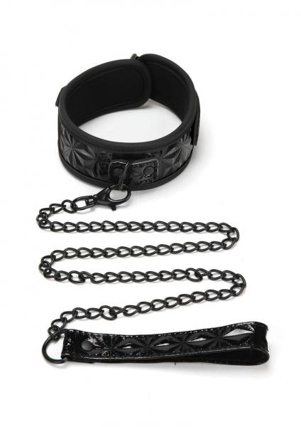 Ws - Diamond Collar And Leash - Black