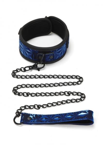 Ws - Diamond Collar And Leash - Blue