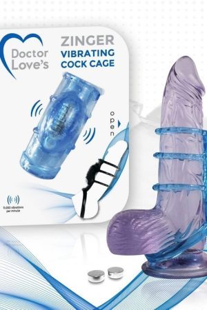 DOCTOR LOVE ZINGER VIBRATING COCK CAGE BLUE