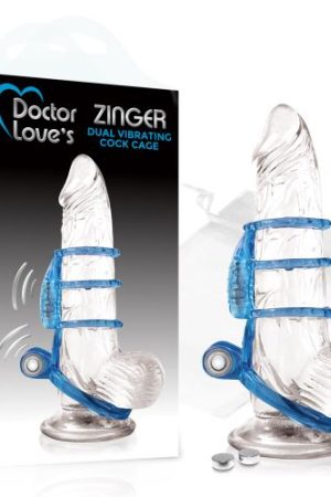 DOCTOR LOVE ZINGER DUAL VIBRATING COCK SLEEVE BLUE