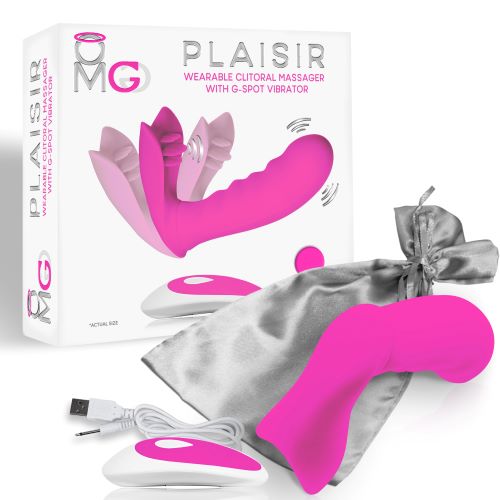 OMG PLAISIR WEARABLE CLITORAL MASSAGER W/ G-SPOT VIBRATOR PINK