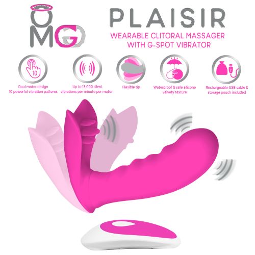 OMG PLAISIR WEARABLE CLITORAL MASSAGER W/ G-SPOT VIBRATOR PINK - Image 2