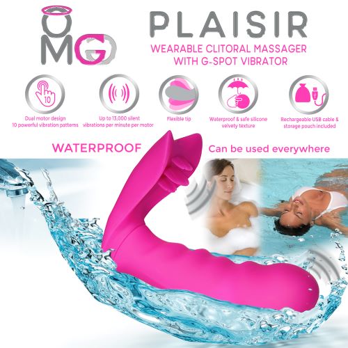 OMG PLAISIR WEARABLE CLITORAL MASSAGER W/ G-SPOT VIBRATOR PINK - Image 4