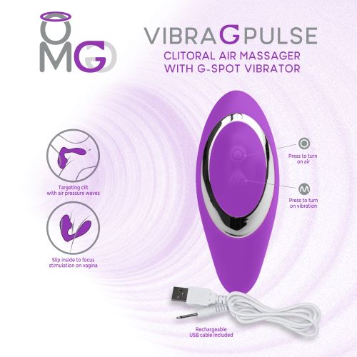 Omg Vibra G Pulse Clitoral Suction Massager W/ G-Spot Vibrator Purple - Image 2
