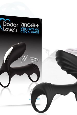 DOCTOR LOVE ZINGER+ VIBRATING RECHARGEABLE COCK CAGE BLACK
