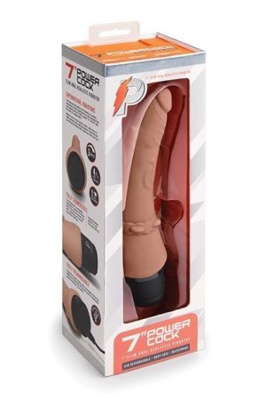 Powercocks 7" Slim Anal Realistic Vibrator - Mocha
