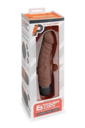 Powercocks 6.5" Realistic Vibrator - Dark Brown