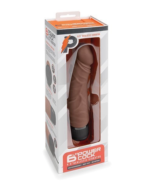 Powercocks 6.5" Realistic Vibrator - Dark Brown