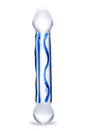GLAS 6.5 FULL TIP TEXTURED GLASS DILDO "