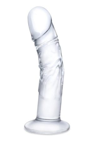 Glas 7 Curved Realistic Glass Dildo W Veins "