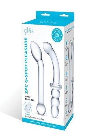 GLAS 2PC G-SPOT PLEASURE GLASS DILDO SET