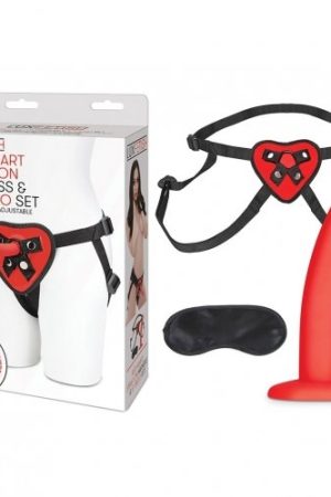Lux Fetish Red Heart Strap On Harness & 5In Dildo Set