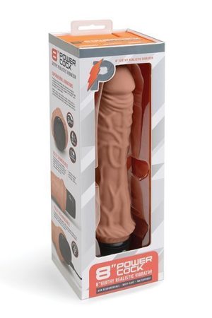 Powercocks 8In Girthy Vibrator Mocha