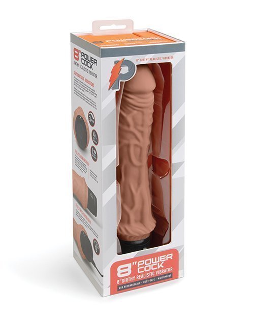 Powercocks 8In Girthy Vibrator Mocha