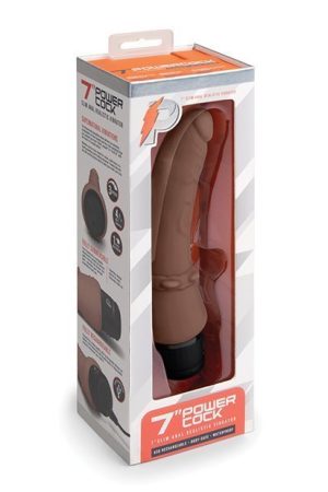 Powercocks 7In Slim Anal Vibrator Dark Brown