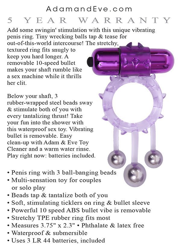 ADAM & EVE TRIPLE BALL BANGIN' VIBRATING RING - Image 3