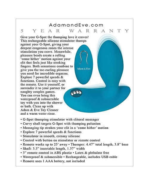ADAM & EVE EVE'S G-SPOT THUMPER W/ CLIT MOTION MASSAGER - Image 2