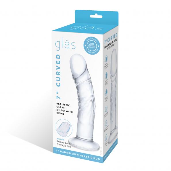 Glas 7 Curved Realistic Glass Dildo W Veins " - Image 8