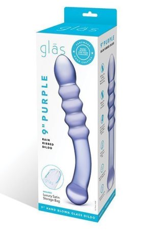 GLAS PURPLE RAIN RIBBED DILDO