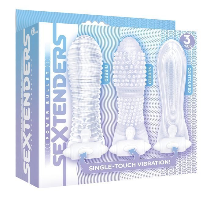 THE 9'S VIBRATING SEXTENDERS 3 PACK NUBBED CONTOURED RIBBED - Image 2