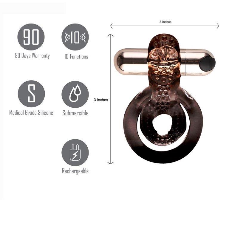 JAYDEN ROSE GOLD RECHARGEABLE VIBRATING ERECTION RING - Image 3