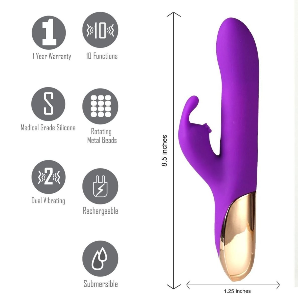 KARLIN SUPERCHARGED SILICONE RABBIT RECHARGEABLE PURPLE - Image 5