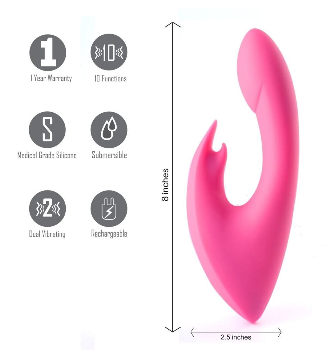 LEAH RECHARGEABLE SILICONE RABBIT MASSAGER NEON PINK - Image 4