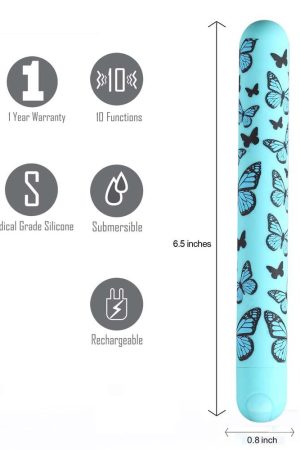 Monarch Butterfly Pattern Long Rechargeable Bullet