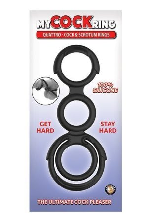 My Cockring Quattro Cock & Scrotum Rings - Black