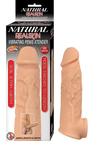 Natural Realskin Vibrating Penis Xtender-White