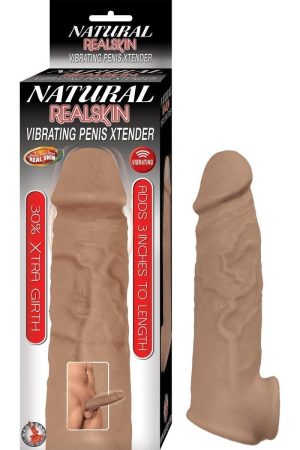 Natural Realskin Vibrating Penis Xtender-Brown