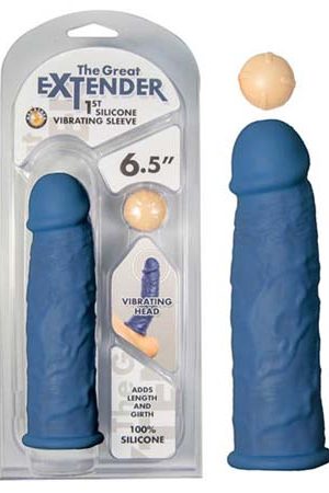 The Great Extender 1St Silicone Vibrating Sleeve 6.5 In Blue