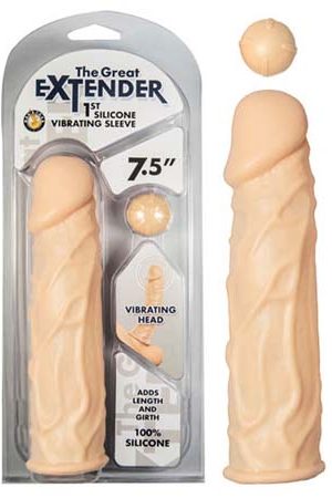 The Great Extender 1St Silicone Vibrating Sleeve 7.5 In Flesh
