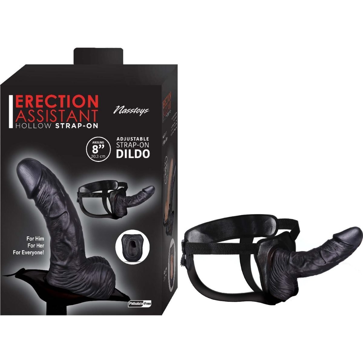 Erection Assistant Hollow Strap-On 8 Black "